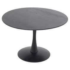 an oval table with black wood top on a white background, it is made out of plywood