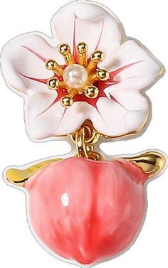 Charming Pink Flower Jewelry, Charming Pink Flower-shaped Jewelry, Spring Coral Jewelry, Peach Flower-shaped Jewelry For Gift, Peach Flower Shaped Jewelry For Gift, Nature's Bounty, The Fruit, Floral Earrings, Peaches