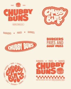 the logos for chubby buns and burgers