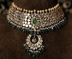 Jadau Sets, Indian Choker Necklace, Polki Jewellery, Blouse Work, Wedding Jewellery, Jewelry Photography, Emerald Jewelry