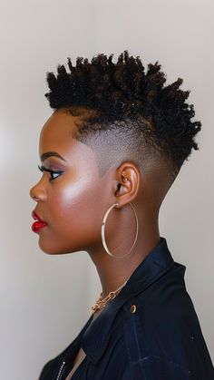 20 Signature 4C Haircut Ideas: Where Beauty Knows No Bounds Styling Short Undercut Hair, 4c Mohawk Natural Hair Shaved Sides, Tapered Locs Shaved Sides, Ponytail With Shaved Sides Black Women, Female Shaved Sides, 4c Undercut Natural Hair, 4c Fade Haircut Women, Afro Shaved Sides, Shaved Sides With Locs