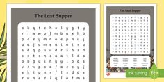 the lost supper word search is shown in two separate screens, one with an image of a