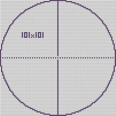 a cross stitch diagram with the center and two intersecting circles