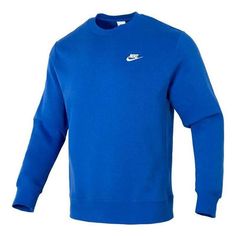 Nike Club Crew Neck Sweatshirt 'Blue' BV2663-480 Nike Cotton Long Sleeve Sweatshirt, Classic Blue Crew Neck Sweatshirt, Nike Crew Neck T-shirt For Fall, Nike Long Sleeve Cotton Sweatshirt, Classic Crew Neck Sports Top, Classic Long Sleeve Fleece Tops, Nike Cotton Long Sleeve Sweats, Nike Sportswear Crew Top, Nike Cotton Tops For Winter