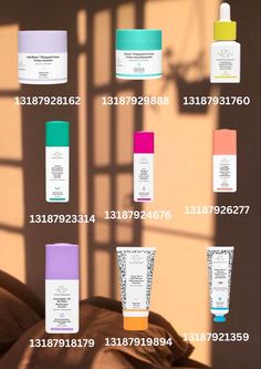 the different types of skin care products are displayed in this poster, with numbers and colors