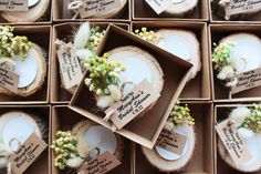 the boxes are filled with wedding favors