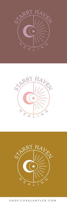 starryhaven healing_pinterest template_spiritual premade ooak logo_coral antler Pinterest Template