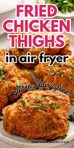 Fried Chicken Thighs In Air Fryer (Crispy!) Air Fryer Fried Chicken Thighs, Cold Wraps, Chicken For Lunch, Fried Chicken Thigh Recipes, Fried Chicken Thighs, Air Fryer Recipes Chicken Thighs, Air Fryer Fried Chicken, Air Fryer Chicken Thighs, Air Fryer Cooking Times