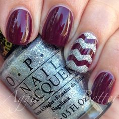 Aggie game day nails Better Nails, Red Nails Glitter, Cute Nail Colors, Chevron Nails, Military Ball, Red And Silver, Winter Nail, Get Nails