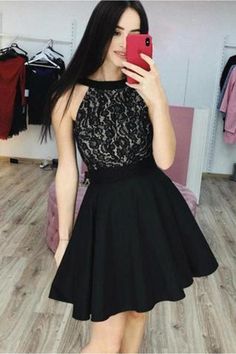 Simple Cocktail Dress, Short Black Cocktail Dress, Cocktail Dress Short, Cocktail Dress Classy, Summer Cocktail Dress, A Line Cocktail Dress, Mini Homecoming Dresses, Black Lace Shorts, Cheap Homecoming Dresses