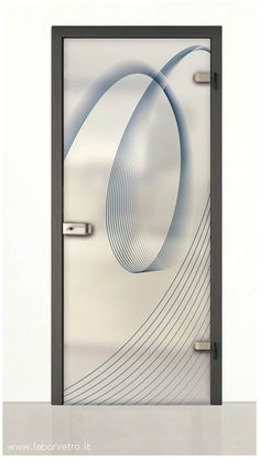 an image of a glass door that is in the shape of a circle with lines on it