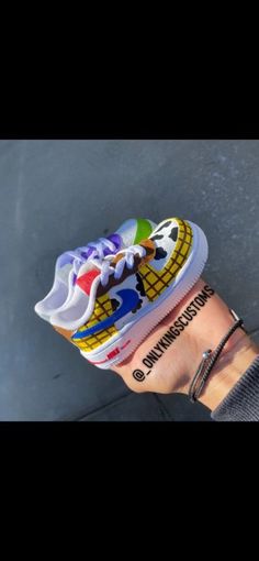 Hello :) My custom handmade ToyStory AF1's are made to order.  Turn around time is 1-2 weeks.  All shoes come in their original box, all painted with Angelus Paint, shoes will be water protected and all finished with a Finishing coat to keep the shoes protected.  Please contact my shop for any questions or concerns. Thank you Multicolor Hand Painted Custom Sneakers With Round Toe, Hand Painted Multicolor Custom Sneakers With Round Toe, Custom Multicolor Sneakers With Rubber Sole, Custom Hand Painted Yellow Sneakers, Custom Multicolor Sneakers With Artwork, Custom Multicolor Sneakers With Custom Artwork, Custom Handmade White Sneakers, White Handmade Custom Sneakers, Handmade Custom White Sneakers