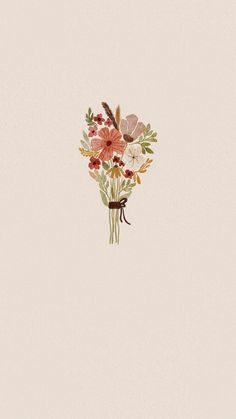 a bouquet of flowers on a beige background