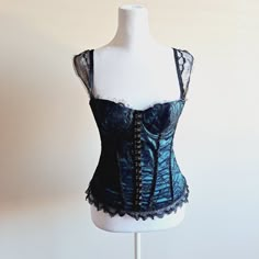 Excellent Condition Blue Evening Corset, Blue Corset Top, Blue Corset, Goth Clothing, Romantic Goth, Emo Goth, Things I Need, Oc Ideas, Fancy Dresses