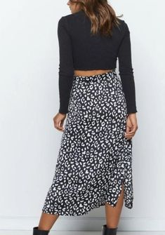 A - BEYOUtify Boutique Trendy Black Maxi Skirt For Fall, Chic Leopard Print Bottoms For Spring, Casual Skirt For Date Night In Fall, Casual Maxi Skirt For Spring Date Night, Casual Fitted Maxi Skirt For Date Night, Casual Leopard Print Skirt For Fall, Casual Leopard Print Skirt For Spring, Leopard Print Skirt For A Day Out, Casual Leopard Print Midi Skirt Bottoms