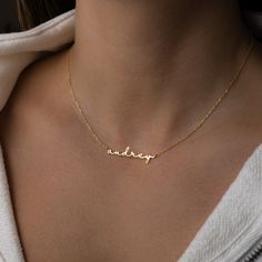 "Personalized name necklace made just for you! Now you can carry your loved one with you wherever you go! - - - D E T A I L S- - - * Made of 925 Sterling Silver * Available in 14k Gold, Rose Gold or Rhodium plated (we use a very THICK plating for a piece that will be with you for years to come!) * Nickel-free & Hypoallergenic * DIMENSION: 5mm ♡ HOW to ORDER: ♡ 1. Use the \"PERSONALIZATION BOX\" to input your NAME/LETTERS /SYMBOL that you would like (Up to 10 Characters). 2. Choose your Necklace Jewelry Name, Name Necklace Silver, Bridesmaid Gifts Jewelry, Chunky Earrings, Name Letters, Etsy Personalized Gifts, Custom Name Necklace, Pure Love, Name Jewelry