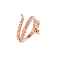 This Garnet Snake Ring is a luxurious, sophisticated piece of jewelry. Crafted from 14k Yellow Gold and set with a deep red Garnet gemstone, it radiates subtle elegance and exquisite taste. This exclusive ring is sure to turn heads and captivate hearts. Available in 14K Yellow Gold | 14K White Gold | 14k Rose Gold | Sterling Silver 1mm Round Mozambique Garnets Luxury 14k Gold Ruby Ring, Luxury Ruby Gemstone Ring, Luxury Ruby Jewelry With Polished Finish, Luxury Polished Ruby Jewelry, Elegant Open Ruby Ring, Luxury Sterling Silver Snake Ring, Luxury Garnet Gemstone Rings, Luxury Yellow Gold Rings With Garnet, Elegant Ruby Ring With Polished Finish