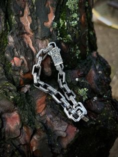 Mens Heavy Engraved Chain Bracelet 925 Sterling Silver, Heavy Link Chain, Art Engraved Heavy Chain Bracelet For Men, Gift For Boyfriend ✦Item Details ➥ Material: 925K Sterling Silver ➥ Chain Length For Bracelet Use: (Select Variation) -7 Inch (18 Cm) -8 Inch (20 Cm) -9 Inch (23 Cm) ➥Please Contact me for specific lengths or add a note ➥ Weight: 40 Grams (In Average) ➥ Ready to Ship in 1-2 Business Days In Usual ✈✈Free UPS Express Shipping (2-4 Business Days) ✈✈ ♻️Recycled Eco-Friendly Quality Packaging♻️ ♻️DerGrünePunkt Registered Eco-Friendly Business♻️ ★★30% OFF WHEN YOU BUY 2 ITEMS★★ ★★40% OFF WHEN YOU BUY 3 ITEMS★★ ----------------------------------------------------------- Silver, a currency used for millennia, maintains its value, while craftsmanship, increasingly rare, grows in wort Sterling Silver Clasp Chain Link Bracelet Gift, Engraved Link Sterling Silver Bracelet, Engraved Sterling Silver Link Bracelet, Engraved Metal Chain Link Bracelet, Engraved Silver Jewelry With Rectangular Links, Silver Engraved Jewelry With Rectangular Links, Silver Jewelry With Engraved Rectangular Links, Engraved Silver Spiritual Chain Bracelet, Spiritual Sterling Silver Engraved Chain Bracelet