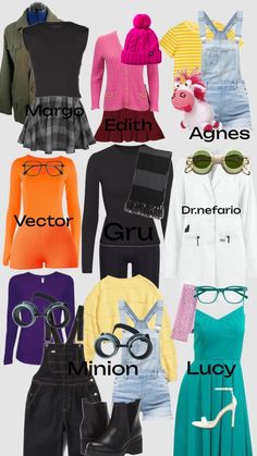 the names of different types of clothing and shoes on display in front of a white background