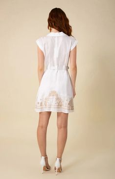 Elevate your wardrobe with our Jane Embroidered Dress! Made with luxurious, washed linen and fully lined, it's perfect for any occasion. The enchanting enamel buttons at the front body and large button detailing add a touch of elegance. Complete the look with the included covered belt and enjoy the flattering dropped s Elegant Linen Dress With Floral Embroidery, Elegant Linen Embroidered Dress For Spring, Elegant Embroidered Linen Dress For Spring, Elegant Spring Embroidered Linen Dress, Fitted Linen Embroidered Summer Dress, Fitted Linen Dress With Floral Embroidery, Elegant Linen Dress With Embroidered Hem, Elegant Summer Linen Dress With Floral Embroidery, Fitted Linen Embroidered Dress For Summer