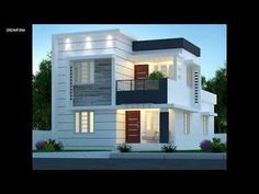 this is an image of a modern style house in the evening time with lights on