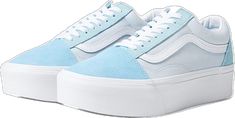 Streetwear Canvas Shoes With Thick White Sole, Canvas Shoes With Thick White Sole For Streetwear, Vans Sneakers For Spring Streetwear, Trendy Blue Platform Sneakers For Sports, Trendy Spring Platform Skate Shoes, Trendy Cotton Canvas Streetwear Shoes, Trendy Platform Skate Shoes For Spring, Skate Shoes With Thick Bottom For Streetwear, Casual Skate Shoes With Thick Sole For Streetwear