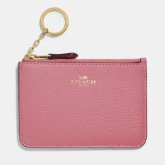 True Pink Leather Zip Card Case From Coach. Gold Tone Hardware. Arrives In Factory Packaging. Dust Bag Included. Compact Pink Coin Purse For Travel, Compact Pink Travel Coin Purse, Compact Pink Card Holder With Card Slots, Chic Pink Coin Purse For Everyday Use, Chic Pink Coin Purse For Everyday, Chic Pink Coin Purse, Elegant Pink Everyday Card Holder, Compact Pink Coin Purse With Removable Pouch, Pink Rectangular Card Holder For Everyday Use