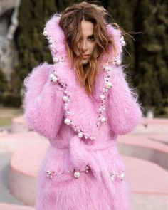 Mohair Coat, Fuzzy Mohair Sweater, Pull Mohair, Embroidered Coat, Fashion Embroidery, Pink M, Pink Cardigan, Mohair Sweater, Embroidery Fashion