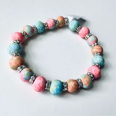 Vivabeads Chunky Handmade Beads Stretch Bracelet Nwt Each Viva Bead Is Made From A Technique Called Caning Polymer Clay And Low Temperature Baked, Before Strung Into Jewelry Creations. Each And Every Viva Bead Is Truly A Work Of Art To Treasure! Nickel Free & Lead Free, Silver-Plated. Multicolor Faceted Oval Beads Bracelets, Multicolor Bracelets With Faceted Oval Beads, Colorful Stretch Bracelet With Large Round Beads, Disney Charm Bracelet, Boho Cuff Bracelet, Purple Beaded Bracelets, Chunky Gold Chain, Black Onyx Bracelet, Onyx Bracelet