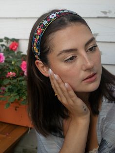 This limited-edition band was handmade from authentic vintage embroidered ribbon. The  soft, luxe base headband has a vegan suede lining.   The ends are capped off with soft velvet ribbon. Handmade in the USA One soft, flexible size  Made with embroidered vintage ribbon Short Hair Hairband, Rose Clothes, Embroidered Headband, Ribbon Handmade, Headband Fashion, Embroidered Ribbon, Rose Clothing, Owl Hat, Headband Black