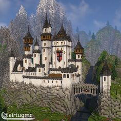 Minecraft Hilltop Castle, Minecraft Snowy Castle, Acotar Minecraft, Minecraft Tundra Builds, Castle Build Minecraft, Mountain Castle Minecraft, Minecraft Castle Blueprints Layout Floor Plans, Dark Castle Minecraft, Mc Castle