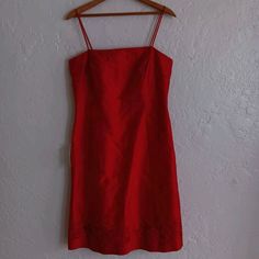 Women's Red Midi Dress Ann Taylor 100% Silk Size 10 Spaghetti Strap Floral Embroidery On Bottom Hem Back Zip Closure Falls Just Below Knee Lightweight Luxurious Fabric Comfortable & Flattering Sheath Style Inner Lining Dry Clean For Best Results New With Tags Please Note: No Return/Refund On This Item. Please Message Me For Questions And Concerns Before Purchasing.Thank You Midi Silk Dress, Red Midi, Red Midi Dress, Ann Taylor Dresses, Dress 100, Womens Midi Dresses, Luxury Fabrics, Floral Embroidery, Silk Dress