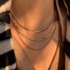 Figaro Chain Necklace, Layered Chain Necklace, Stainless Steel Chain Necklace, Dope Jewelry, Classic Necklace, Layered Chains, Chains Necklaces, Girly Jewelry, Layered Necklaces