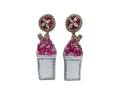 Beat the heat with our precious snowball earrings. Seed bead and rhinestone detail, these earrings will sparkle all Summer Long! Length: 2.5 inches Post Back Lightweight Felt Back Nickel Free White Bling Earrings For Party, White Party Earrings With Bling, Party White Bling Earrings, White Bling Crystal Drop Earrings, White Dangle Earrings With Bling, White Jeweled Earrings For Party, White Jeweled Crystal Earrings For Party, Earrings Pink, Beat The Heat