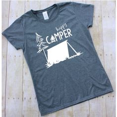 Camping season is one of my favorite times of the year... campfires, fresh air, sun, swimming, and so much more! This shirt is perfect for all of Happy Camper Shirt, Camping Desserts, Smokey Bear, Camp Shirts, Camping Products, Camping Birthday, Camping Theme, Camping Outfits