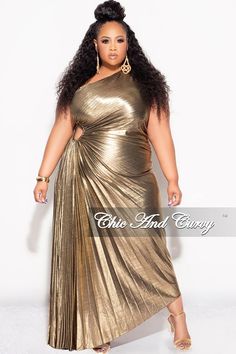 Final Sale Plus Size One Shoulder Asymmetric Pleated Dress with Cut Ou – Chic And Curvy Greek Goddess Dress, Gold Formal Dress, Fancy Fits, Disco Style, Silver Gown, Chic And Curvy, Sequence Dress, Gown Plus Size, Goddess Dress