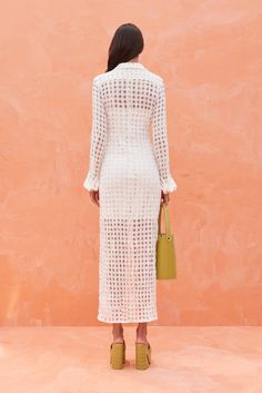 PERNILLE DRESS - OFF WHITE – CULT GAIA Dress With Buttons, White C, Cult Gaia, Long Shirt Dress, Brushed Brass, Long Shirt, The Hamptons, Linen Blend, Smocking