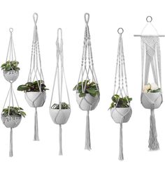 PRICES MAY VARY. ✔️ Exceptional Quality: Large macrame plant hangers offers top-notch quality ropes. Ceiling plant hangers indoor are handmade from top quality, robust, soft and durable cotton cords. Macrame plant holder offers stability to your plant pots ✔️ Multi-purpose size: Our boho plant hanger can fit pots of various sizes easily. Each macrema knitted plant hanger indoor can hold approx 11.9 lbs, which is enough to hold medium to small sized pots. You can use ceramic pots or plastic pots Plant Holders Indoor, Pot Gantung, Rope Plant Hanger, Indoor Plant Hangers, Macrame Hanging Planter, Hanging Planters Indoor, Hanging Plant Holder, Hanging Plants Indoor, Macrame Plant Holder