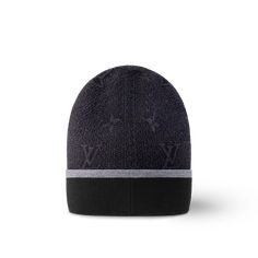 LOUIS VUITTON® - My Monogram Eclipse Hat - Grey Designer Winter Hats With Curved Brim, Luxury Winter Hats With Short Brim, Designer Beanie For Winter, Louis Vuitton Hat Men, Luxury Flat Brim Winter Hat, Modern Black Winter Hat, Designer Black Winter Hat, Luxury Six-panel Men's Hat, Luxury Six-panel Streetwear Hats