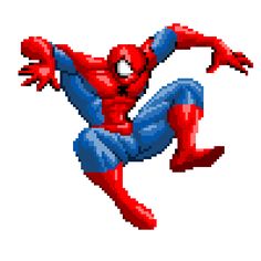 the spider - man is running in pixel art