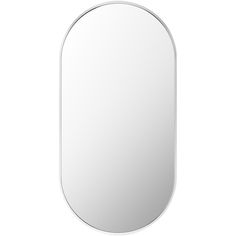 an oval shaped mirror on a white background with clippings to the bottom half