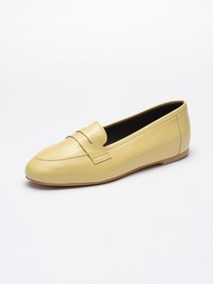 Editor's NotesSEONG YUN JOO presents feminine daily footwear that adds a sophisticated accent to your look. - Round almond toes- Classic loafer design- Stitching detail on the heel- Glossy and soft patent leather- Feminine and casual mood Measurements (in.)- Size: KR 220MM (US 5) ~ KR 265MM (US 9.5)- Heel: 0.31 in.*Fit true to size Composition & Care- Material: Cow Leather- Natural leather may have fine scratches and wrinkles- Bright leather can get stained by denim or da Modern Almond Toe Loafers For Galas, Classic Patent Leather Flats For Spring, Modern Flat Heel Loafers For Galas, Luxury Slip-ons For Workwear, Luxury Spring Office Flats, Elegant Moccasins With Rubber Sole And Low Heel, Classic Patent Leather Pointed Toe Flats, Elegant Moccasins With Low Heel And Rubber Sole, Elegant Low Heel Moccasins With Rubber Sole