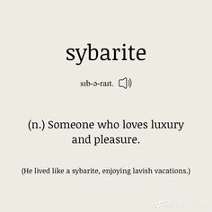 the words sybarite are written in black and white, with some type of text below