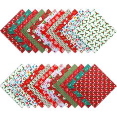 six pieces of red and green christmas paper