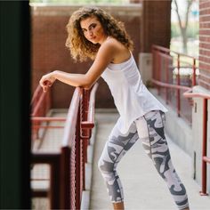 New With Tags Never Worn Or Tried On High Rise Capri Pockets At Thigh Ships In Poly Bag White Summer Workout Leggings, White Workout Leggings For Summer, White Workout Pants, Neon Leggings, Hot Pink Leopard, Ombre Leggings, Activewear Print, Purple Camo, Printed Yoga Leggings