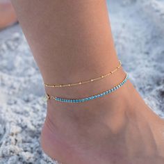 "Simple and delicate, this beautiful gold anklet is perfect for everyday wear. Great for a minimalist look, but also looks great when stacked, as well! - - - D E T A I L S - - - * We use a THICK plating of 14k Gold or Rhodium over 925 Sterling Silver * Measures 9\" + .5\" Extension Chain * Nickel-Free and Hypoallergenic * Lobster Clasp Closure * Matching Necklace & Bracelet Available! Made with 100% Pure Love ♡ Happy to answer any questions you may have! TURQUOISE ANKLET ---> https://www.etsy.co Turquoise Anklet, Beach Jewelry Boho, Anklet Gold, Anklet Chain, Summer Anklets, Anklets Boho, Beach Anklets, Gold Anklet, Minimalist Bracelet