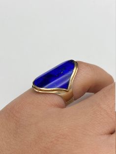 The Taranto Vintage Yellow Gold Cocktail Ring set with Lapis Lazuli. This vintage ladies ring is crafted in 14 karat yellow gold and features a beautiful mosaic of blue lapis. The ring is very comfortable to wear and is currently a finger size 6, yet is able to be resized. Each piece has been hand selected and meticulously identified and graded by a Graduate Gemologist who has been awarded a degree by the Gemological Institute of America (GIA). Please visit our Shop's About Page or our website f Modernist 14k Gold Wedding Jewelry, Blue Opal Ring In 14k Gold For Formal Occasions, Yellow Gold Cocktail Ring, Filigree Engagement Ring, Antique Diamond Rings, Gold Cocktail Ring, Gold Cocktail, Ladies Ring, Yellow Gold Engagement Rings