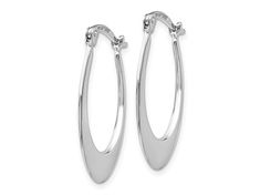 Rhodium over 14k White Gold Polished Hoop Earrings. Measures 26mm x 2mm and have saddleback backings. White Gold Teardrop Hoop Earrings With Polished Finish, Silver Hinged Hoop Jewelry, Modern Jewelry With Lever Back Ear Wires For Anniversary, Anniversary Oval Hoop Earrings With Ear Wire, Modern Hinged Hoop Earrings, Oval Nickel-free Hoop Earrings For Anniversary, Nickel-free Oval Hoop Earrings For Anniversary, Nickel-free Hoop Earrings For Anniversary, Modern Hinged Round Earrings