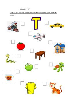 the letter t worksheet is filled with pictures