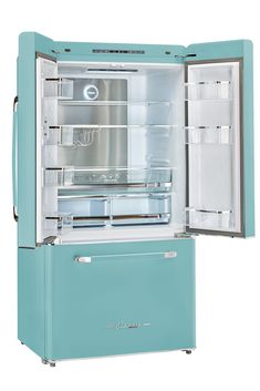 an open refrigerator with its door wide open